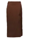 Jacquemus La Jupe Notte Viscose Satin Midi Skirt In Brown