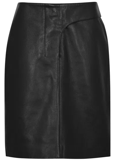 Jacquemus La Jupe Obra Cuir Leather Skirt In Black