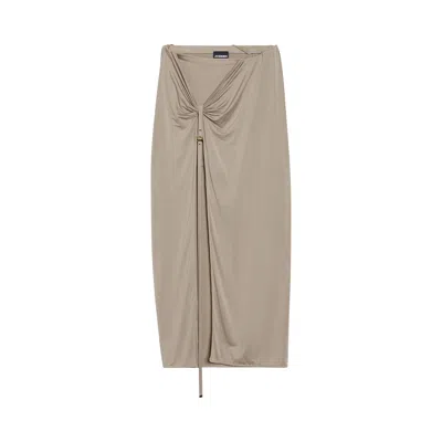 Pre-owned Jacquemus La Jupe Pareo Croissant Midi Skirt 'light Khaki' In Tan