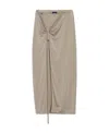 Jacquemus Croissant Belted Cupro-blend Stretch-jersey Midi Skirt In Nude
