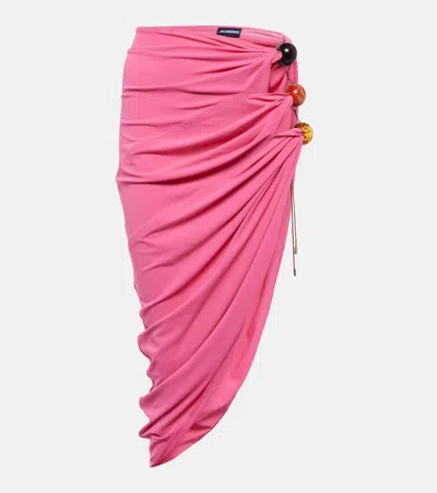 Jacquemus La Jupe Perola Jersey Midi Skirt In Pink