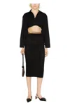 Jacquemus Wrap Effect Side Slit Midi Skirt In Black