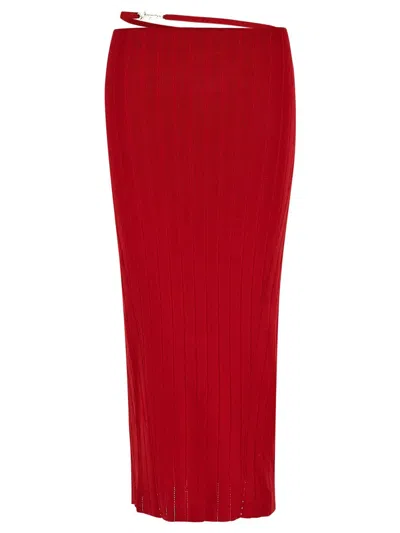 Jacquemus La Jupe Pralu Knitted Midi Skirt In Red