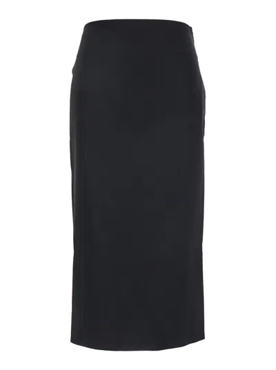 JACQUEMUS JACQUEMUS WOMEN BLACK 'LA JUPE SABLIER' SKIRT WITH MAXI BOW ON THE REAR AND SIDE ZIP CLOSURE IN VISC