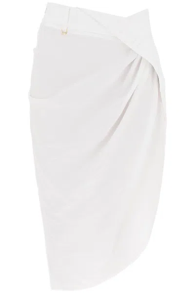 Jacquemus La Jupe Saudade Draped Skirt In White
