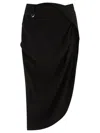 Jacquemus Black Slim Fit High-waisted Skirt With Asymmetric Shape And Draped Waist In Black