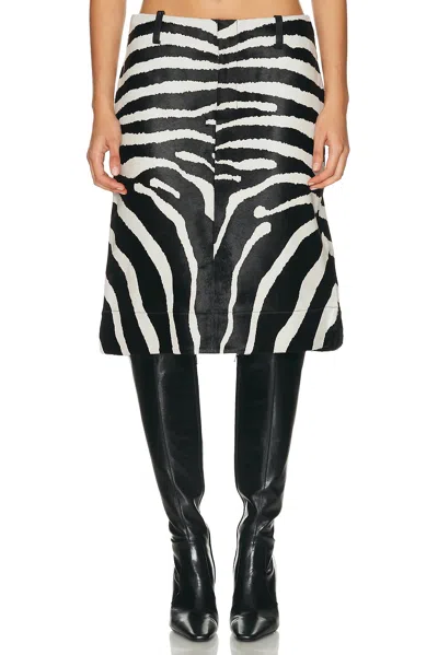 Jacquemus Tozzi Leather-trimmed Zebra-jacquard Cotton Midi Skirt In Multi