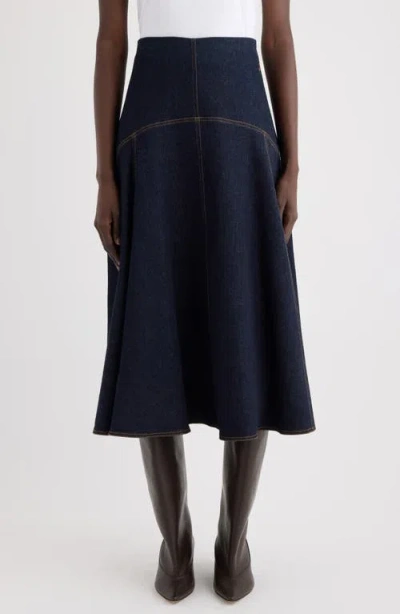 Jacquemus Denim Skirt With An Asymmetrical Cut. Contrast Stitching Detail. Hidden Side Closure. In Blue