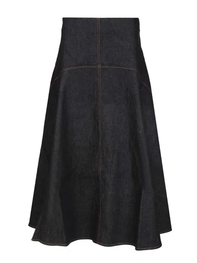 Jacquemus La Jupe Triangle De-nimes Skirts Blue In Black