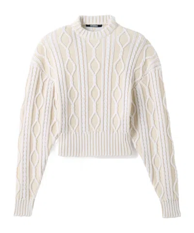 Jacquemus Amelo Cable-knit Sweater In Neutral