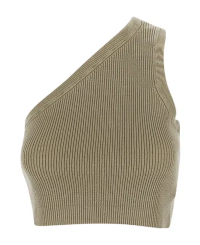 Jacquemus La Maille Ascu Cropped Top In Nude