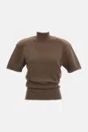 Jacquemus Cashmere Wool Blend Mock Neck Top In Brown