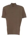 Jacquemus Ribbed Slim-fit Mock-neck Short-sleeve Wool-cashmere Jersey In Brown