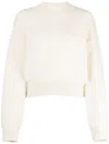 Jacquemus La Maille' White Sweater With Intarsia Logo In Wool In Nude & Neutrals