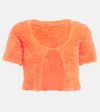 Jacquemus La Maille Neve Cropped Brushed Stretch-knit Cardigan In Orange