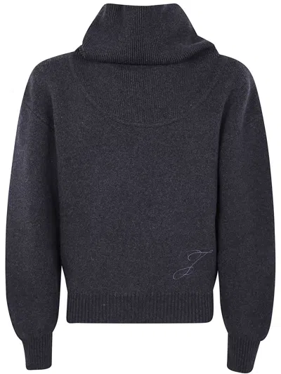 Jacquemus Turtleneck Sweater Embroidered Detail In Black