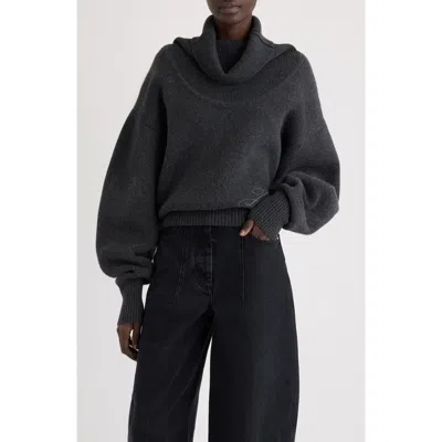 Jacquemus La Maille Pallone Virgin Wool & Cashmere Turtleneck Sweater In Black