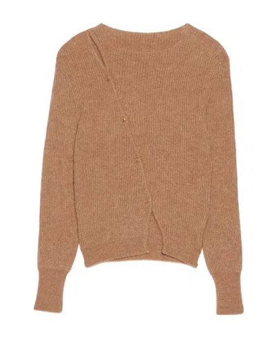 Jacquemus La Maille Pau Asymmetric Cardigan In Brown