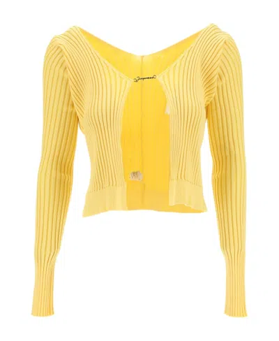 Jacquemus La Maille Pralù Longue Cardigan In Yellow