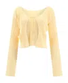 Jacquemus La Maille Pralù Ribbed Cardigan In Nude