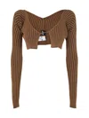 Jacquemus Pralu Micro Charm Cardigan In Brown
