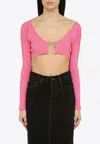 Jacquemus La Maille Pralu Cropped Cardigan In Pink