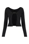 Jacquemus 'la Maille Pralu Longue' Black Ribbed Cardigan With Logo Charm Woman