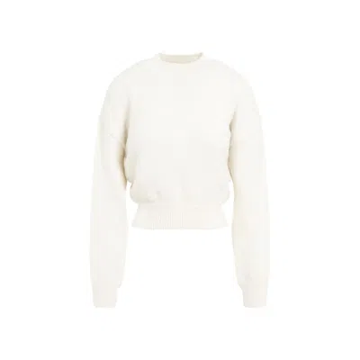 Jacquemus Relaxed Fit Alpaca Blend Sweater With Tonal Logo In Neutral