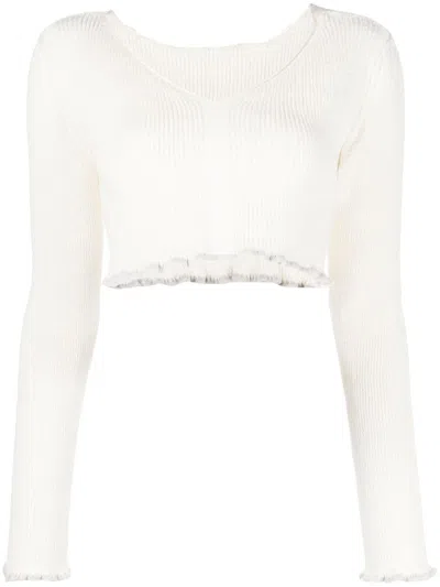 Jacquemus La Maille Santon Cropped Jumper In White