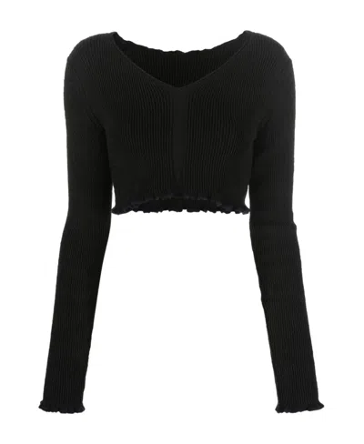 Jacquemus La Maille Santon Cropped Top In Black