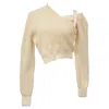 Jacquemus La Maille Seville One-shoulder Sweater In Off White Merino Wool In White