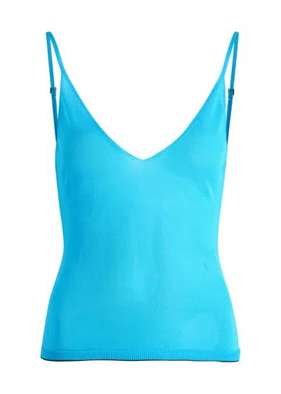 Jacquemus La Maille Spallina Knitted Camisole Top In Turquoise
