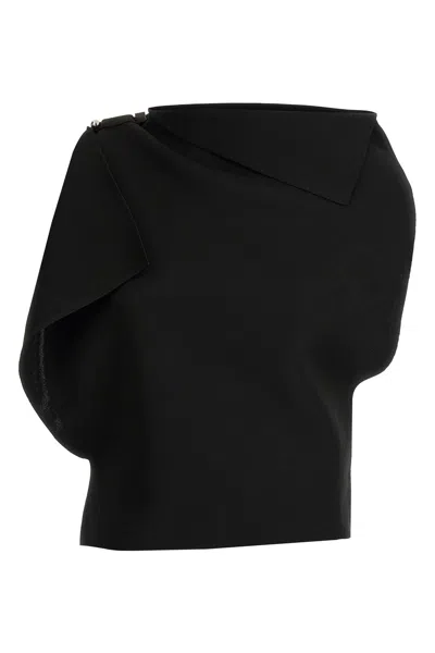 Jacquemus Draped Boat Neck Top In Black
