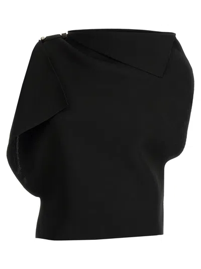 Jacquemus Draped Boat Neck Top In Black