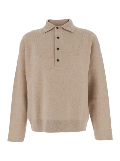 Jacquemus La Maille Vareuse Pallone Wool And Cashmere-blend Sweater In Neutral