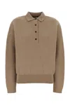 Jacquemus Polo Collar Knitwear With Ribbed Cuffs And Hem In Brown