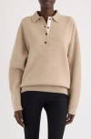 Jacquemus La Maille Vareuse Pallone Merino Wool & Cashmere Polo Sweater In Neutral