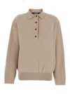 Jacquemus Polo Collar Knitwear With Ribbed Cuffs And Hem In Sand