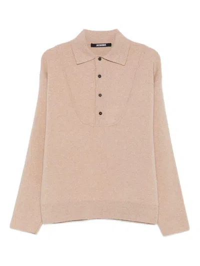 Jacquemus La Maille Vareuse Pallone Wool And Cashmere-blend Sweater In Neutral