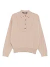 Jacquemus Polo Collar Knitwear With Ribbed Cuffs And Hem In Neutral