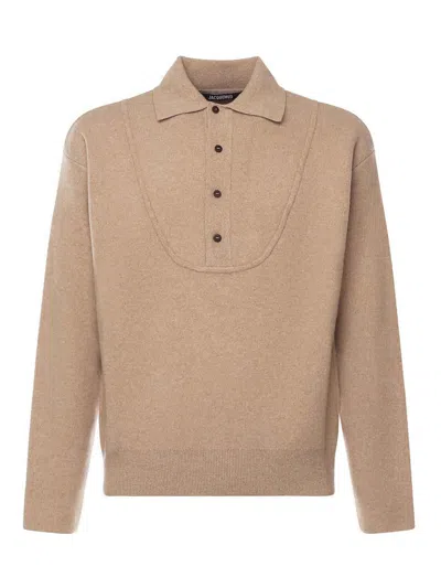 Jacquemus La Maille Vereuse Ball Sweater In Sand