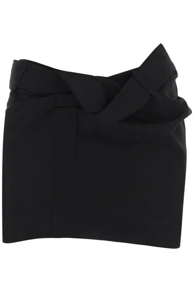 Jacquemus Stunning Black Draped Mini Skirt For Fashionable Women