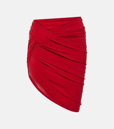 Jacquemus La Mini Jupe Drapeado Jersey Skirt In Red