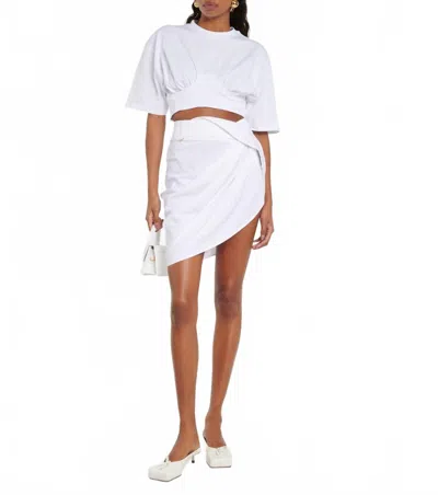 Jacquemus La Mini Jupe Drapeado Skirt In White In Multi