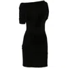 Jacquemus La Mini Robe Drapeado Asymmetric Draped Stretch-jersey Mini Dress In Black