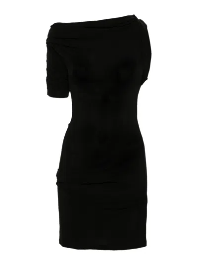 Jacquemus La Mini Robe Drapeado Jersey Dress In Black
