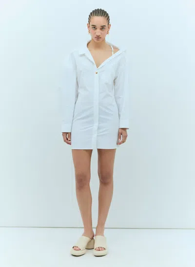Jacquemus La Mini Robe Chemise Dress In White