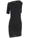 Jacquemus Drapeado Stretch Viscose Dress In Black