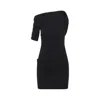 Jacquemus Asymmetrical One-shoulder Bodycon Mini Dress With Ruched Sleeve