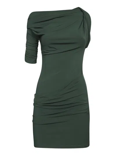 Jacquemus La Mini Robe Drapeado Pleated Dress In Green